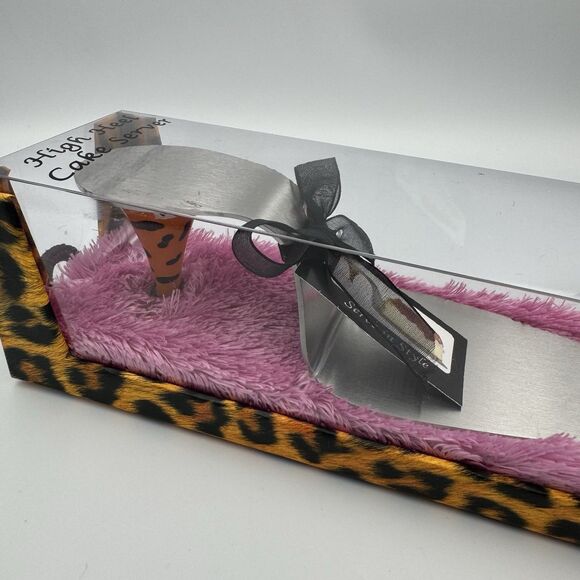 Leopard Pink High Heel Cake Server Wild Eye Designs Stainless Steel New in Box - Picture 2 of 5